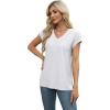 imageXIEERDUO Womens Tops V Neck Cap Sleeve Loose Fit Tee Shirts Summer Spring 2025 EyeletPrintedEyelet White