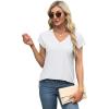 imageXIEERDUO Womens Tops V Neck Cap Sleeve Loose Fit Tee Shirts Summer Spring 2025 EyeletPrintedEyelet White