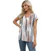 imageXIEERDUO Womens Tops V Neck Cap Sleeve Loose Fit Tee Shirts Summer Spring 2025 EyeletPrintedPrinted B