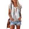 imageXIEERDUO Womens Tops V Neck Cap Sleeve Loose Fit Tee Shirts Summer Spring 2025 EyeletPrintedPrinted B