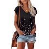 imageXIEERDUO Womens Tops V Neck Cap Sleeve Loose Fit Tee Shirts Summer Spring 2025 EyeletPrintedPrinted C