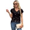 imageXIEERDUO Womens Tops V Neck Cap Sleeve Loose Fit Tee Shirts Summer Spring 2025 EyeletPrintedPrinted C