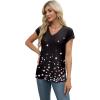 imageXIEERDUO Womens Tops V Neck Cap Sleeve Loose Fit Tee Shirts Summer Spring 2025 EyeletPrintedPrinted C