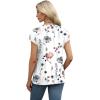 imageXIEERDUO Womens Tops V Neck Cap Sleeve Loose Fit Tee Shirts Summer Spring 2025 EyeletPrintedPrinted D