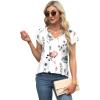 imageXIEERDUO Womens Tops V Neck Cap Sleeve Loose Fit Tee Shirts Summer Spring 2025 EyeletPrintedPrinted D