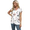 imageXIEERDUO Womens Tops V Neck Cap Sleeve Loose Fit Tee Shirts Summer Spring 2025 EyeletPrintedPrinted D