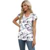 imageXIEERDUO Womens Tops V Neck Cap Sleeve Loose Fit Tee Shirts Summer Spring 2025 EyeletPrintedPrinted F