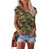 imageXIEERDUO Womens Tops V Neck Cap Sleeve Loose Fit Tee Shirts Summer Spring 2025 EyeletPrintedPrinted G