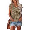 imageXIEERDUO Womens Tops V Neck Cap Sleeve Loose Fit Tee Shirts Summer Spring 2025 EyeletPrintedPrinted H