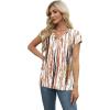 imageXIEERDUO Womens Tops V Neck Cap Sleeve Loose Fit Tee Shirts Summer Spring 2025 EyeletPrintedPrinted I