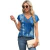 imageXIEERDUO Womens Tops V Neck Cap Sleeve Loose Fit Tee Shirts Summer Spring 2025 EyeletPrintedPrinted J