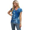 imageXIEERDUO Womens Tops V Neck Cap Sleeve Loose Fit Tee Shirts Summer Spring 2025 EyeletPrintedPrinted J