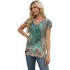 imageXIEERDUO Womens Tops V Neck Cap Sleeve Loose Fit Tee Shirts Summer Spring 2025 EyeletPrintedPrinted K