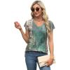 imageXIEERDUO Womens Tops V Neck Cap Sleeve Loose Fit Tee Shirts Summer Spring 2025 EyeletPrintedPrinted K