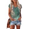 imageXIEERDUO Womens Tops V Neck Cap Sleeve Loose Fit Tee Shirts Summer Spring 2025 EyeletPrintedPrinted K