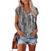 imageXIEERDUO Womens Tops V Neck Cap Sleeve Loose Fit Tee Shirts Summer Spring 2025 EyeletPrintedPrinted L
