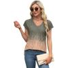 imageXIEERDUO Womens Tops V Neck Cap Sleeve Loose Fit Tee Shirts Summer Spring 2025 EyeletPrintedPrinted a