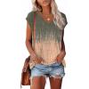 imageXIEERDUO Womens Tops V Neck Cap Sleeve Loose Fit Tee Shirts Summer Spring 2025 EyeletPrintedPrinted a