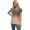 imageXIEERDUO Womens Tops V Neck Cap Sleeve Loose Fit Tee Shirts Summer Spring 2025 EyeletPrintedPrinted a