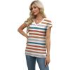 imageXIEERDUO Womens Tops V Neck Cap Sleeve Loose Fit Tee Shirts Summer Spring 2025 EyeletPrintedStriped B