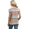 imageXIEERDUO Womens Tops V Neck Cap Sleeve Loose Fit Tee Shirts Summer Spring 2025 EyeletPrintedStriped B