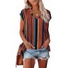 imageXIEERDUO Womens Tops V Neck Cap Sleeve Loose Fit Tee Shirts Summer Spring 2025 EyeletPrintedStriped C