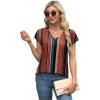 imageXIEERDUO Womens Tops V Neck Cap Sleeve Loose Fit Tee Shirts Summer Spring 2025 EyeletPrintedStriped C