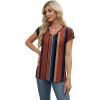 imageXIEERDUO Womens Tops V Neck Cap Sleeve Loose Fit Tee Shirts Summer Spring 2025 EyeletPrintedStriped C