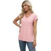 imageXIEERDUO Womens Tops V Neck Cap Sleeve Loose Fit Tee Shirts Summer Spring 2025 EyeletPrintedStriped a