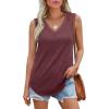 imageXIEERDUO Womens Lace V Neck Tank Tops Summer Spring Sleeveless Shirts Casual Flowy Clothes Trendy Outfits S3XLWine