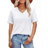 imageXIEERDUO Womens Summer Tops Short Sleeve Shirts Trendy V Neck T Shirts for Women Casual TopsAll White