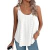 imageXIEERDUO Womens Tank Tops Spaghetti Strap Camisoles Eyelet Embroidery Scoop Neck TopsH White