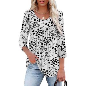 imageXIEERDUO 34 Length Sleeve Womens Tops Crew Neck Pleated Blouses For Women Dressy Casual Tunic Shirts S3XLLovely Love