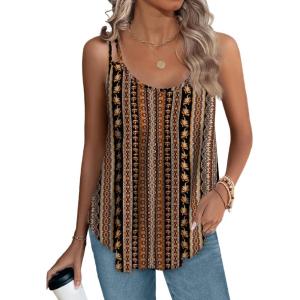imageXIEERDUO Womens Tank Tops Spaghetti Strap Camisoles Eyelet Embroidery Scoop Neck TopsL Boho