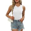 imagePlus Size Tops for Women Fashion High Neck Racerback Workout Solid Color Undershirt Shirts Black White Green 2XL