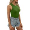 imagePlus Size Tops for Women Fashion High Neck Racerback Workout Solid Color Undershirt Shirts Black White Green 2XL