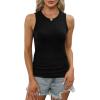 imagePlus Size Tops for Women Fashion High Neck Racerback Workout Solid Color Undershirt Shirts Black White Green 2XL