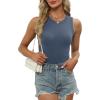imageWomens Blouses and Tops Dressy Crew Neck Solid Color Basic Shirts Casaul Black White Grey XL
