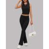 imageXIEERDUO Lounge Sets For Women 2 Piece Casual Y2K Outfits Sleeveless Cropped Tank Top Fold Over Flare Pants Set TracksuitsBlack