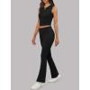 imageXIEERDUO Lounge Sets For Women 2 Piece Casual Y2K Outfits Sleeveless Cropped Tank Top Fold Over Flare Pants Set TracksuitsBlack