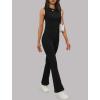 imageXIEERDUO Lounge Sets For Women 2 Piece Casual Y2K Outfits Sleeveless Cropped Tank Top Fold Over Flare Pants Set TracksuitsBlack