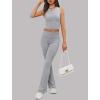 imageXIEERDUO Lounge Sets For Women 2 Piece Casual Y2K Outfits Sleeveless Cropped Tank Top Fold Over Flare Pants Set TracksuitsLight Grey