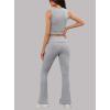 imageXIEERDUO Lounge Sets For Women 2 Piece Casual Y2K Outfits Sleeveless Cropped Tank Top Fold Over Flare Pants Set TracksuitsLight Grey