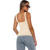 imageXIEERDUO Womens Square Neck Fitted Tank Tops Double Layer Seamless Slim Fit Shirts 2025 Basic Spring SummerC Double Layer Tank Tops Apricot