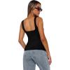 imageXIEERDUO Womens Square Neck Fitted Tank Tops Double Layer Seamless Slim Fit Shirts 2025 Basic Spring SummerC Double Layer Tank Tops Black
