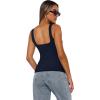 imageXIEERDUO Womens Square Neck Fitted Tank Tops Double Layer Seamless Slim Fit Shirts 2025 Basic Spring SummerC Double Layer Tank Tops Blue