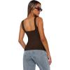 imageXIEERDUO Womens Square Neck Fitted Tank Tops Double Layer Seamless Slim Fit Shirts 2025 Basic Spring SummerC Double Layer Tank Tops Brown