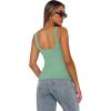 imageXIEERDUO Womens Square Neck Fitted Tank Tops Double Layer Seamless Slim Fit Shirts 2025 Basic Spring SummerC Double Layer Tank Tops Green