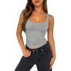 imageXIEERDUO Womens Square Neck Fitted Tank Tops Double Layer Seamless Slim Fit Shirts 2025 Basic Spring SummerC Double Layer Tank Tops Grey