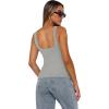 imageXIEERDUO Womens Square Neck Fitted Tank Tops Double Layer Seamless Slim Fit Shirts 2025 Basic Spring SummerC Double Layer Tank Tops Grey